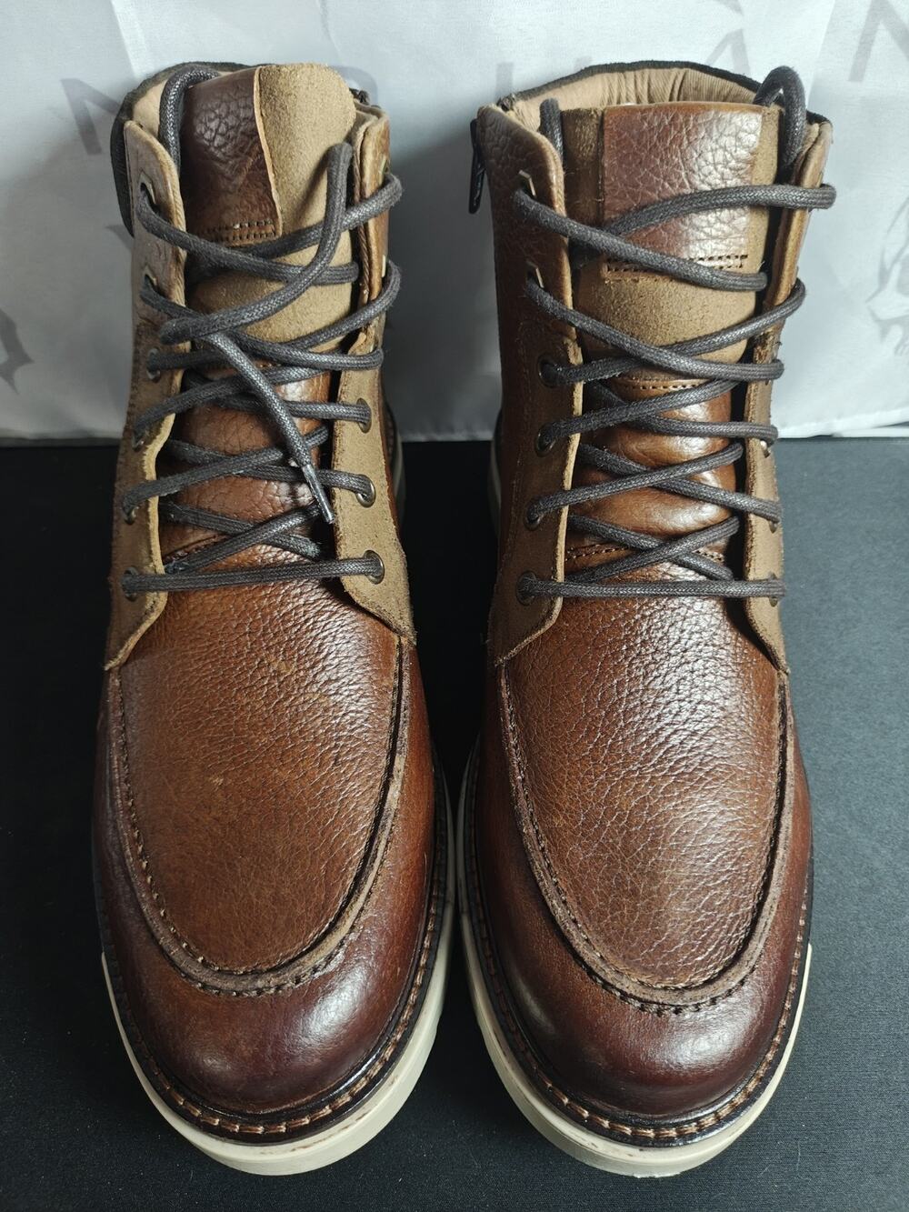 Franco Fortini Men's 8.5 Ken Leather Ankle Lace Up Lug Boots $139 New Blems